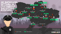 Карантин в Украине: количество штрафов за нарушение по областям