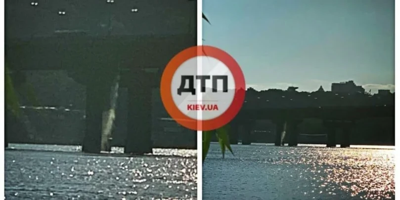 В Киеве на мосту Патона прорвало трубопровод
