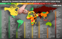 Сколько случаев заболевания корью зарегистрировано в мире в 2024 году